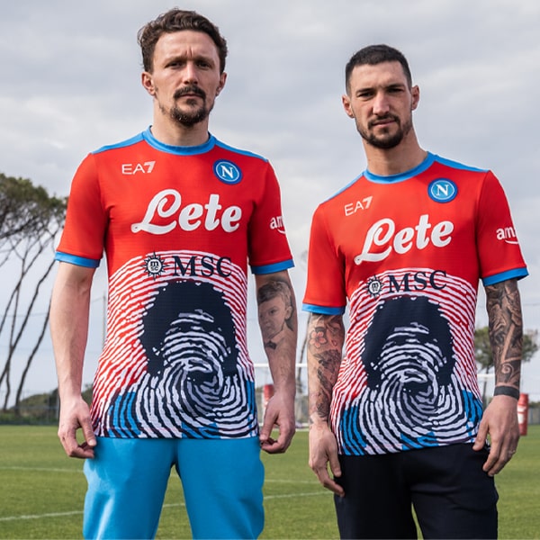 Napoli & EA7 Launch Special Edition 'Maradona Rossa' Shirt